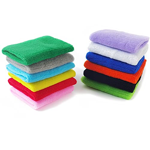 NSBELL 24PCS Colorful Sports Wristbands Cotton Sweatband Wristbands Wrist Sweatbands Wrist Sweat Bands for for Men and Women, Good for Tennis, Basketball, Running, Gym, Working Out (12Pair)3