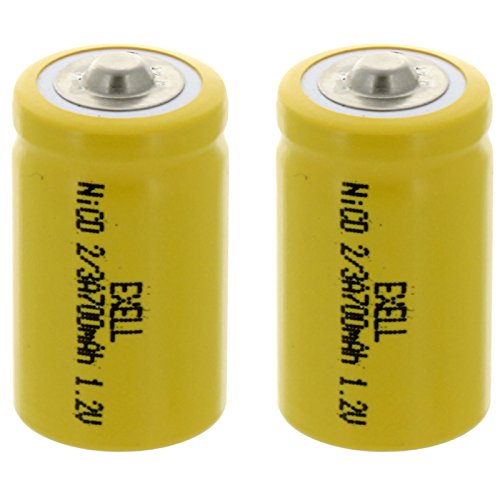 Batería recargable NiCD 2X 2/3A 1.2V 700mAh botón superior miniatura 1