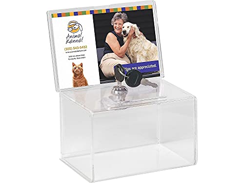 STAPLES Locking Coin & Ballot Box, Clear Plastic – Secure Cash Box with Key Lock for Donations, Elections & Retail Use