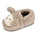 LACOFIA Pantuflas Peluche de Oveja para Niños Zapatillas de Casa Antideslizantes de Invierno para Niñito Khaki 21/22