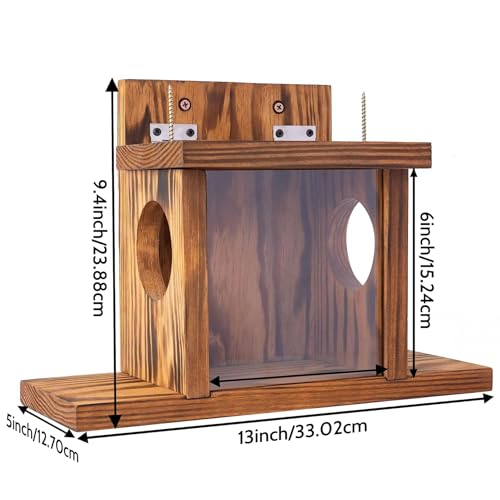Mangeoire à écureuils en bois avec panneau rabattable protecteur - 4