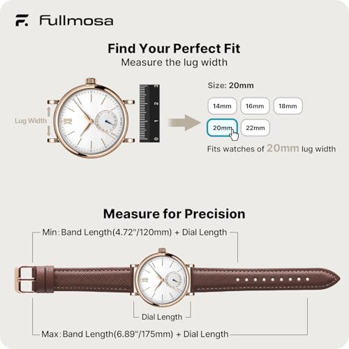 Image of Fullmosa Cross Leather Replacement Watch Strap 20mm Compatible for Samsung Galaxy Watch 5 40mm 44mm /Pro 45mm /Watch 4 40mm 44mm /Classic 46mm 42mm(2021) - Brown