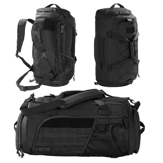 Sac de sport militaire de 60L, sac de sport et sac de voyage de haute qualité avec plusieurs compartiments (y compris compartiment à chaussures et compartiment séparation sec/humide), bandoulière