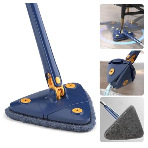 Mop 360 Triangular Giratório + 2 Refis - Esfregão De Limpeza Ajustável - Retrátil - Limpa Vidros, Piso E Parede - Blendz Shop.