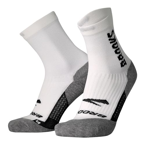 Brooks Ghost Crew Socks I Performance Running Cushioned Socks with Arch Support for Men & Women - White/BR Crew - Medium
