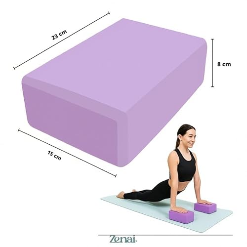Zenai - Kit 2 Blocos de Yoga | Espuma de Alta Densidade | Antiderrapante e Ergonômico | Yoga, Pilate