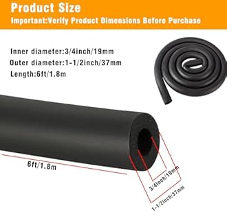 Pipe Insulation Foam Tube - Foam Tubing for AC Unit, Guitar Stands, Exercise Machine Handle and Roof Rack-19*9MM(3/4" ID X 3/8" TK-6Ft)