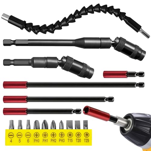 Juego De 7 Piezas De Porta Puntas Atornillador Barras De Extensión Portapuntas Magnético 1 4inch Puntas Atornillador De Extensión Magnéticas De 50 90 100 150 300 Compatible Con Taladros Eléctricos