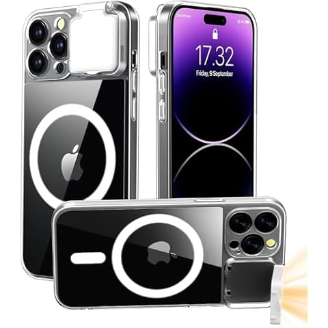 AJDSE with LED Built-in Light-Up Selfie Light for iPhone 12 Pro Max Magnetic Case Compatible TIK Tok/Stream/Makeup/Live/Video- Selfie (Crystal Clear, for iPhone 12 Pro Max) Cover