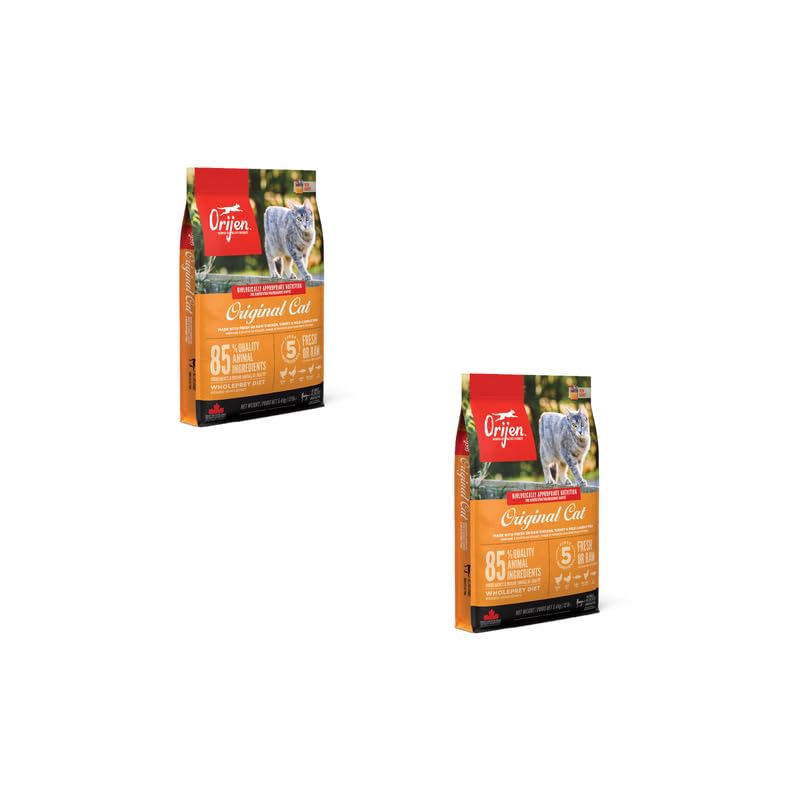 Orijen Cat Original Cat | Doppelpack | 2 x 340 g | Alleinfuttermittel für ausgewachsene Katzen | 85% hochwertige tierische Zutaten | Geflügel, Fisch, Innereien, Knorpel & Knochen