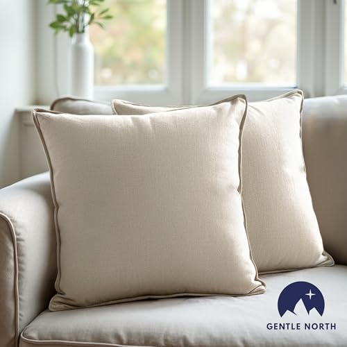 Gentle North Kopfkissen (40x40 cm groß) - 2er Set Kissen für Bett und als Dekokissen - Mit Reißverschluss für Füllung - Sofakissen - Zierkissen für Couch und Sofa - Ökotex - Waschbar bis 60° - Weiß