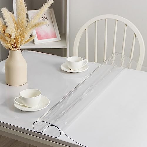 YORKING PVC Table Protector 200x100cm Clear Table Cloth Transparent Waterproof PVC Table Cover 1.5mm Thick Wipeable Desk Pad for Dining Room