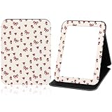 PDOZV Portable Folding Makeup Mirror,Compact Small Mirror with Cosmetic Desktop Standing for Travel, Camping, Vanity Table, Room Decor, Beauty, Gifts (Red Roses Pattern)