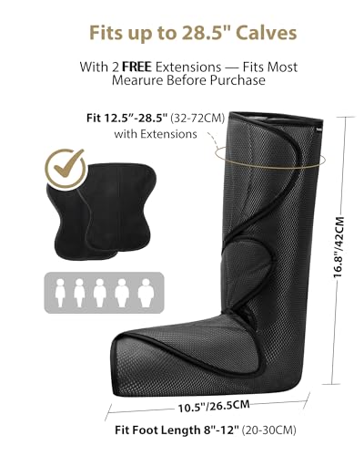 FIT KING Leg Massager for Circulation and Pain Relief, Air Compression Leg and Foot Massager to Relieve Pain Swelling Edema with 2 Size Extensions- Great Gift for Wife Mom and Friend