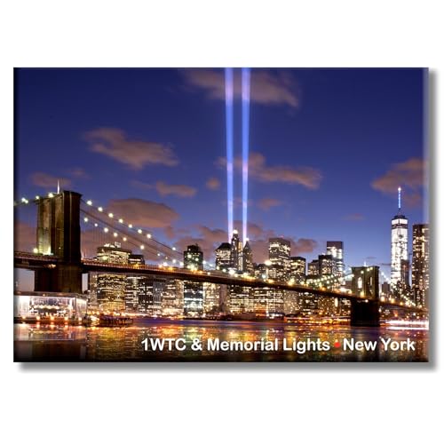Imán de recuerdo Brooklyn Bridge y Tribute en luz miniatura 1