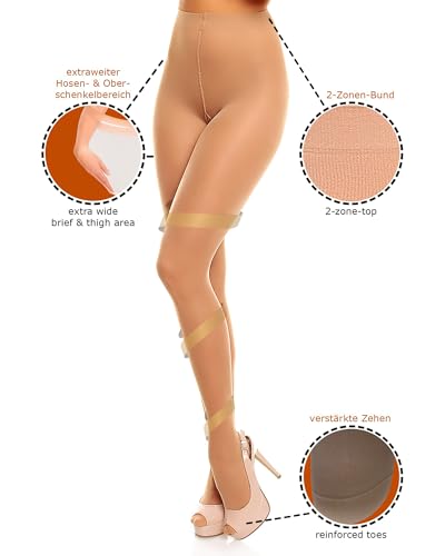 Vital 40 Denier Plus Size Support Pantyhose – Light Compression, Wide Brief, Matte Sheer, Nude or Black3