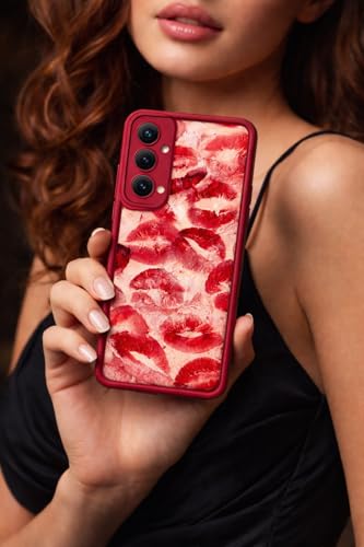 Image of COVERLY Lips Back Case Cover Compatible for OnePlus Nord 5 5G | Hot 3D Sexy Lips Retro Embossed | 360 Camera Protection | Lip Kiss Print Cute Soft Touch Liquid Silicone Phone Case (TPU | Love Red)