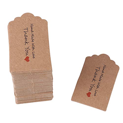 Price Tags, 200PCS Brown Handmade Kraft Paper Hangtags Marking Strung Writable Price Labels Price Display Tags for Product