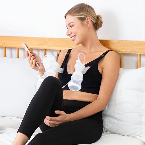Momcozy Hands Free Pumping Bra, Adjustable Breast Pump and Nursing Bra All in One with Nursing Pads, All Day Wear for Spectra, Lansinoh, Philips Avent (Black, Large) - Image 6