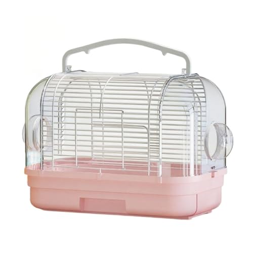 Vogelkäfige Tragbare Papagei Träger Käfig Outdoor Handheld Vogel Tasche Tiefe schublade Chassis Abnehmbare Nymphensittiche Komfortabel(Pink)