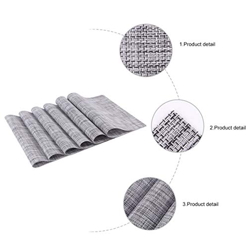Cabilock 6 peças de tapetes de mesa de PVC resistentes ao calor para mesa de jantar, tapetes de mesa
