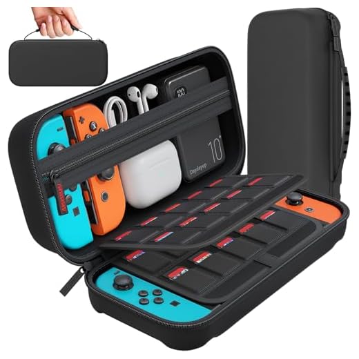 daydayup Tasche Kompatibel mit Nintendo Switch, Harte Tragetasche Hülle Case für die Nintendo Switch, Schutzhülle mit Aufbewahrung für 20 Spiele, Konsole & Zubehör - Schwarz