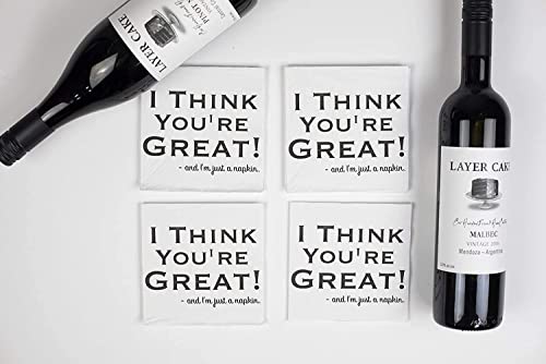 Twisted Wares - Funny Napkins - I Think You're Great And I'm Just A Napkin - Boutique Cocktail Napkins - Perfect For Any Celebrations 5"X5" (20 Pack) #TOP6
