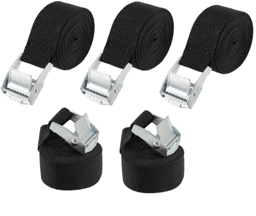 Image of 3 Meter Adjustable Tie Down Straps 1Inch Wide Webbing Straps with Cam Lock Buckle Heavy Duty Tensioning Belts Lashing Straps for Securing Cargo, Kayak, Surfboard, Luggage, Car Roof, Transport (5)