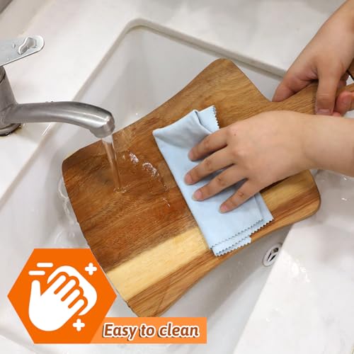 Set 2 Tablas de Cortar de Madera con Mango y Forma Redonda miniatura 4