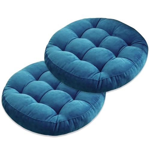 2 Pack Round Floor Cushions, Floor Pillow, Tufted Corduroy Seat Pads for Adults & Kids, Thick Padded Tatami Meditation Pillows for Living Room, Chair, Patio, Balcony Use