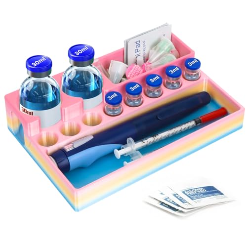 LengKe Insulin & Peptide Vial Storage Case– 3ml & 30ml Vial Holder with Space for Syringes & Prep Wipes – 3D Printed Color Mixing Design – Travel & Freezer Safe (Random Color)