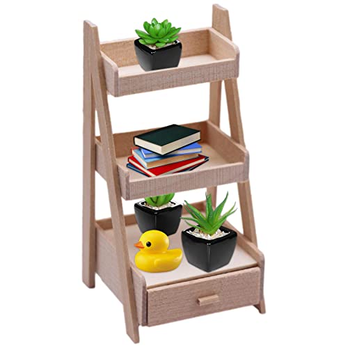 Mini suporte para plantas,1: 12 suportes de flor de madeira para casa de bonecas 3 camadas - Acessór