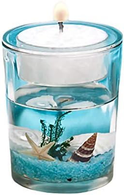 FashionCraft Stunning Beach-Themed Candle Favor, Tealight Candle Holders, with Tealight Candles – for Wedding Decorations, Party Favors, Home Décor, Blue, 5456 (1 pack)