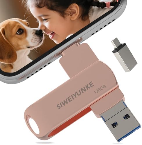 USB Stick 128GB für Phone, 4-in-1 Speicherstick, Photostick, Fotostick 3.0, Externer Speicher für Fotos und Videos, Schnelle Übertragung, Flash Drive für Handy/iOS/Android/Pad/Lapt