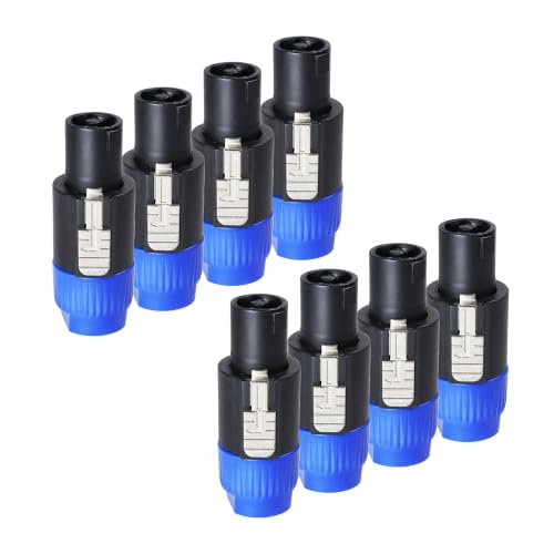 Sonoreboom 4 Pole NL4FC Speakon Connector with Twist Lock, 8 Pack Blue