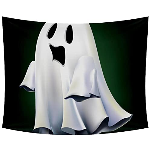 Halloween Horror White Ghost Tapestry Wall Hanging, 80X56 Inches Art Wall Tapestry, Picnic Blanket, Beach Blanket For Girls Boys Bedroom, Home Office University Dorm Decor #TOP7