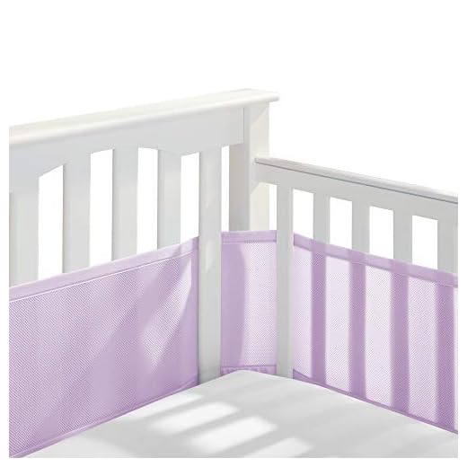 BreathableBaby Breathable Mesh Liner for Full-Size Cribs, Classic 3mm Mesh, Lavender (Size 4FS Covers 3 or 4 Sides)