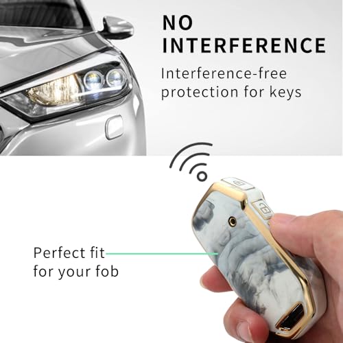 Image of Keyzone TPU Car Key Cover Compatible for: Kia Carens Seltos, Sonet 2023 Onwards 4 Button Smart Key (Compare Key Shape Before Ordering) (Marble)