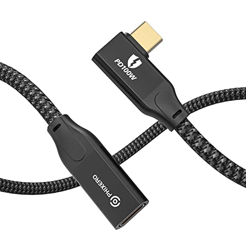 PHIXERO [20Gbps, 100W] Rechter Winkel USB C Verlängerungskabel 1M, Typ C Stecker auf Buchse Verlängerungskabel, Unterstützt 4K@60Hz-Videoübertragung, für MacBook Pro/Air, iPad Pro 2020, Hub, Laptop Cover