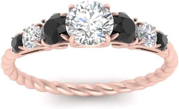 Choose Your Gemstone Graduated Antique Round Ring Rose Gold Plated Round Shape Vintage Engagement Rings Everyday Jewelry Wedding Jewelry Handmade Gifts for Wife US Size 4 to 12