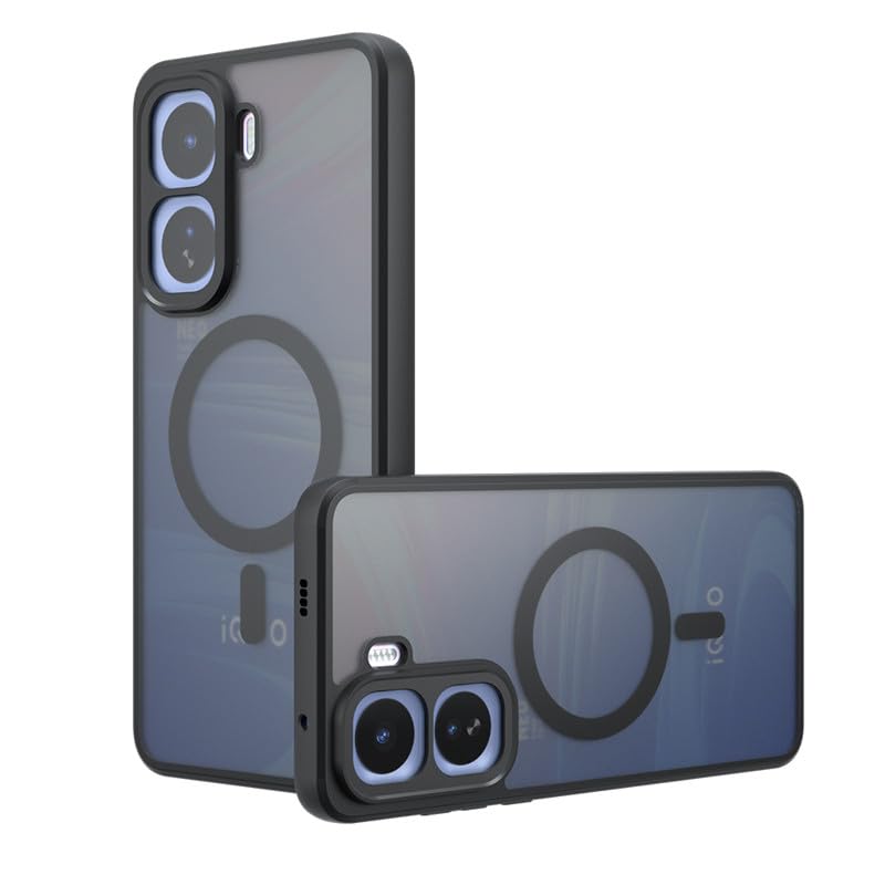 Image of Back Cover for Vivo T5 Pro 5G, Smoke Matte PC Back + Side Soft TPU Bumper Shockproof Magnetic Support Mobile Back Case Cover (Vivo T5 Pro 5G)