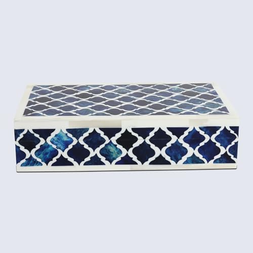 Image of Handicrafts Home Decorative Box - Handmade Jewelry Organizer Box with Lid - Keepsake Box for Home Decor, Jewelry, Accessories, Collectibles - Modern Wooden Storage Box - Classic, 10X6X2.5 inch