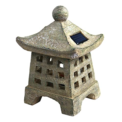 Statue de Jardin en Forme de Pagode Solaire, Lampe de Jardin Asiatique Zen, Lampe Tour Intérieure Créative, Décor pour Balcon, Patio, Porche, Jardin, etc Cover