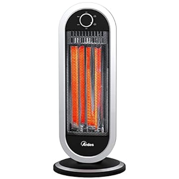 Ardes Ar4B01 Stufa Carbonio Oscillante Tizzo 900W, Stufa Carbonio, Argento Nero