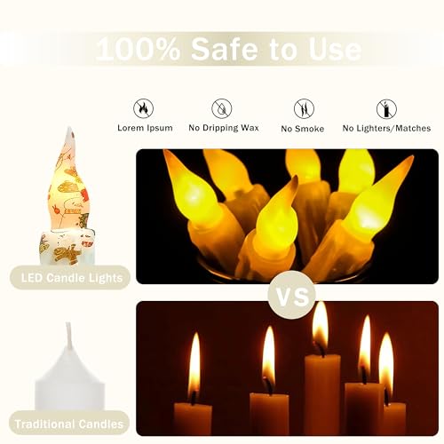 Image of Christmas Candlesticks Flameless Taper Candle,Gedengni 4pcs Red LED Tapered Candles Remote Dipped Candle 6inch Green Battery Chandelier for Enchanting Weddings and Harry Potter Inspired Vigils(CHMAS)