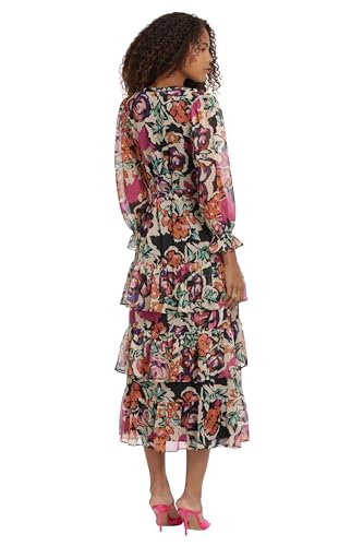Image of Donna Morgan Women's Donna Morgan Women's Dresses V-Neck Tiered Skirt Maxi Day Dress Event Party Night Out Guest of