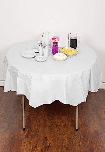 White Tissue/Poly 82" Octy/Round Paper Tablecover