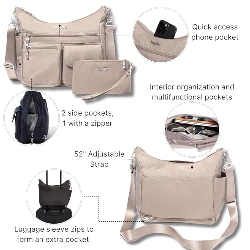 Image of Baggallini Modern Everywhere Crossbody Bag for Women 11x9x4.5 Rfid Hobo Bag