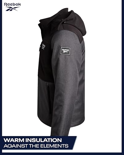 Image of Reebok Mens Winter Coats - 3 in 1 System Hooded Softshell Windbreaker Jacket and Quilted Puffer Insulated Mens Ski Jacket