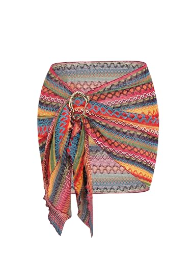 Image of ZAFUL Boho Beach Cover Ups for Women Sarong Coverups Sheer Bikini Chiffon Wraps Skirts for Swimwear